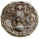 Tetradrachma, (ca. 132-131 BC), Athens; Av: Head of Athena....