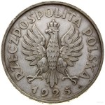 5 zlotych, 1925, Warsaw; Constitution; Av: Eagle with coron...