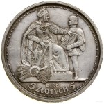 5 zlotych, 1925, Warsaw; Constitution; Av: Eagle with coron...