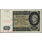 Counterfeit 500 zlotych, 1.03.1940; series A 1276204, fa...