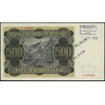 Counterfeit 500 zlotych, 1.03.1940; series A 1276204, fa...