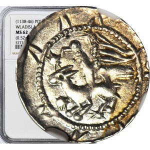 R-, Władysław II Wygnaniec 1138-1146, Denar, orzeł i zając, cztery gwiazdy
