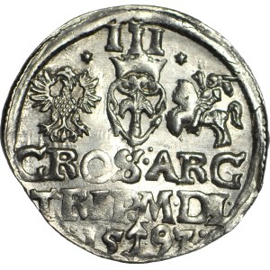 Zygmunt III Waza, Trojak 1593, Wilno, końcówka DL, menniczy