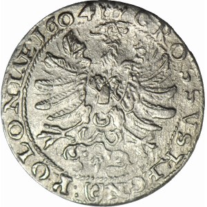 R-, Zygmunt III Grosz 1604 Lewart, Ładny C, R5, T.6mk