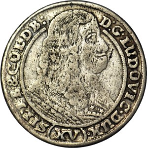 Śląsk, Ludwik IV Legnicki, 15 krajcarów 1663, Brzeg, Szerokie popiersie, GOLDB: