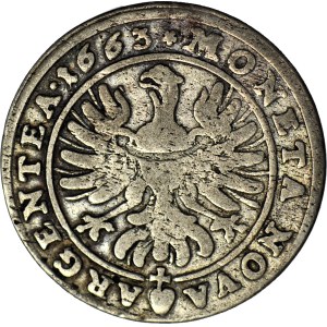 Śląsk, Ludwik IV Legnicki, 15 krajcarów 1663, Brzeg, Szerokie popiersie, GOLDB: