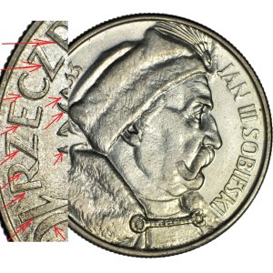 10 gold 1933, Sobieski, mint, doubled obverse, DOUBLE DIE