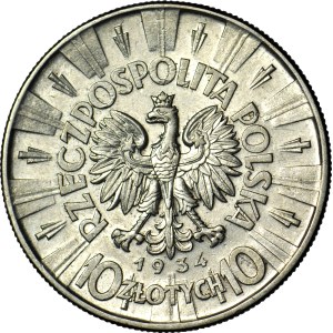 10 gold 1934, Pilsudski, official eagle, rare, beautiful