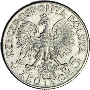 5 oro 1933, Testa, bello