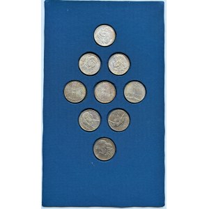 PRL, 10 zlatých, LARGE 10s 31mm, prvé roky, všetky ročníky, sada 9 ks.