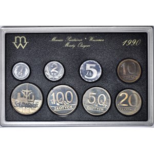 III RP, Zestaw rocznikowy 1990, stempel lustrzany