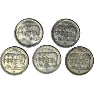 Belgien, 100 Franken 1948-54, Brüssel, Satz von 5 Stück