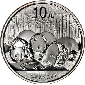 China, 10 Yuan Panda, 2013, 1oz. Ag 999
