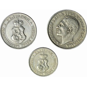 Bulgaria 5 Stotinki 1912, 20 stotinki 1913, Yugoslavia dinar 1925 - set of 3 pieces
