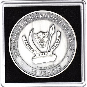 Kongo, 20 Francs 2021, Prehistoryczne Życie, Mamut, 1oz. Ag 999
