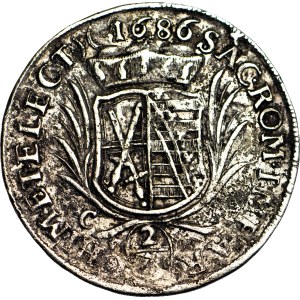 Germany, John George III, 2/3 thaler (guilder), 1686 C-F, Dresden