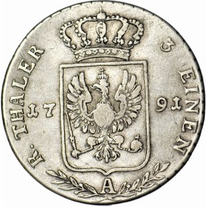 Nemecko, Prusko, Friedrich Wilhelm II, 1/3 thaler 1791 A, Berlín