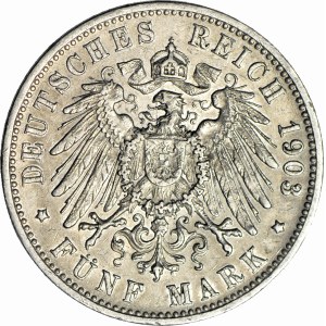 Germany, Württemberg, Wilhelm II, 5 marks 1903 F, Stuttgart