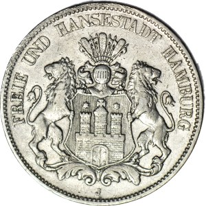 Allemagne, Prusse, 5 marques 1903 J, Hambourg
