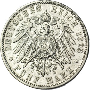 Allemagne, Prusse, 5 marques 1903 J, Hambourg