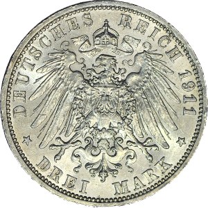 Deutschland, Preußen, 3 Mark 1911 A, schön