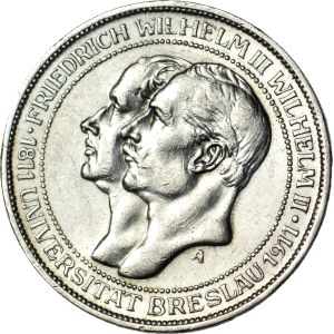 Germany, 3 marks 1911, Berlin, 100th anniversary of the University of Breslau
