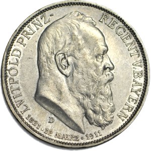 Germania, Baviera, 3 marzo 1911 D, Monaco, 90° anniversario della nascita di Luitpold