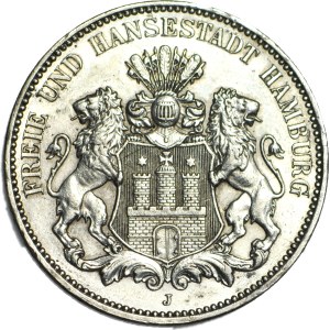 Germany, Prussia, 3 marks 1914 J, Hamburg