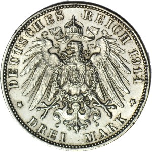 Germany, Prussia, 3 marks 1914 J, Hamburg
