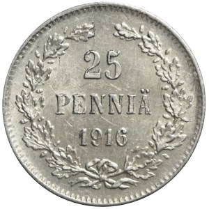 Finland / Russia, Nicholas II, 25 penniä 1916 S, mint.