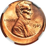 Stany Zjednoczone Ameryki (USA), 1 cent 1989, DESTRUKT, przesunięcie bicia 15%