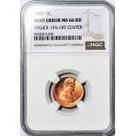 Stany Zjednoczone Ameryki (USA), 1 cent 1989, DESTRUKT, przesunięcie bicia 15%