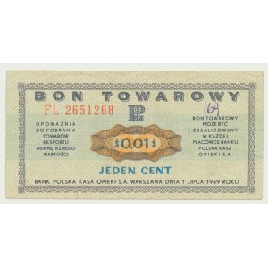 Pewex Gift Certificate, 1 cent 1969, ser. FL