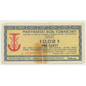 Baltona 2 cents 1973, ser. A low no. 0009982