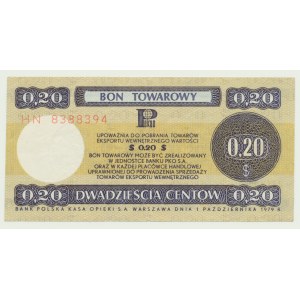 Pewex Darčekový certifikát, 20 centov 1979, séria. HO