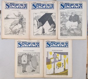 New Szczutek. Warsaw. R.7: 1912 Nos. 4, 5, 7, 8, 9 [Pride, boycott of Jews, anti-Semitism].