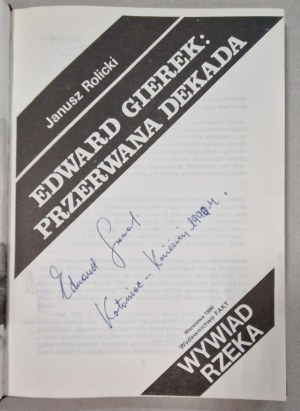 [Autograph] Edward Gierek, Katowice, IV1990 [Rolicki J., Edward Gierek: The Interrupted Decade].