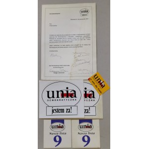 [Autografy] Tadeusz Mazowiecki, Jacek Kuroń - UD dla. A. Guttowej [wybory do sejmu 1991]
