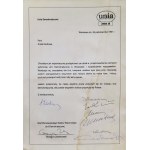 [Autografy] Tadeusz Mazowiecki, Jacek Kuroń - UD dla. A. Guttowej [wybory do sejmu 1991]