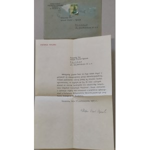 [Autograf - Prymas Stefan Wyszyński] List i koperta, adresat Antoni Plater-Zyberk, 1957 r.