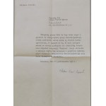 [Autograf - Prymas Stefan Wyszyński] List i koperta, adresat Antoni Plater-Zyberk, 1957 r.