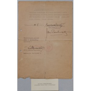 [Autografy] Zachwatowicz, Mączeński i Bohdan Pniewski [zaświadczenie dla H. Górskiej, 1946r.]