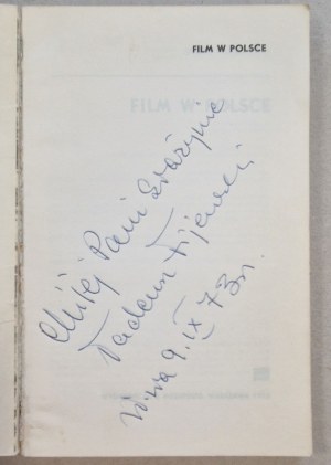 [Dedication] Tadeusz Fijewski, in J. Fuksiewicz's book 