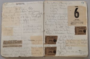 World War II diary, 1942-44 [calendar cards, movie tickets, Czestochowa].