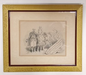 Kossak Juliusz - Laura with name day wishes for Wladyslaw Belza [drawing, ink, 1894].