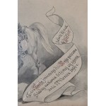 Kossak Juliusz - Laura with name day wishes for Wladyslaw Belza [drawing, ink, 1894].