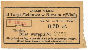 Entry ticket for the 2nd Furniture Fair in Nowe n/Wisla [1939, Nowe - Świecie County].
