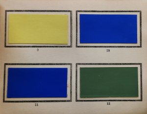 Dry paints [bid pattern book, 52 colors with descriptions, 1953-57?]