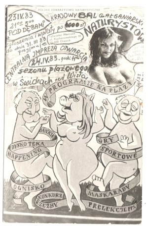 [Postcard] Polish Naturist Society - Ball in Świdry nad Wisłą, 24.IV.1983[erotica].