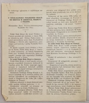 [Polish White Cross] From the Activities of the Polish White Cross, [ca. 1920, press releases].